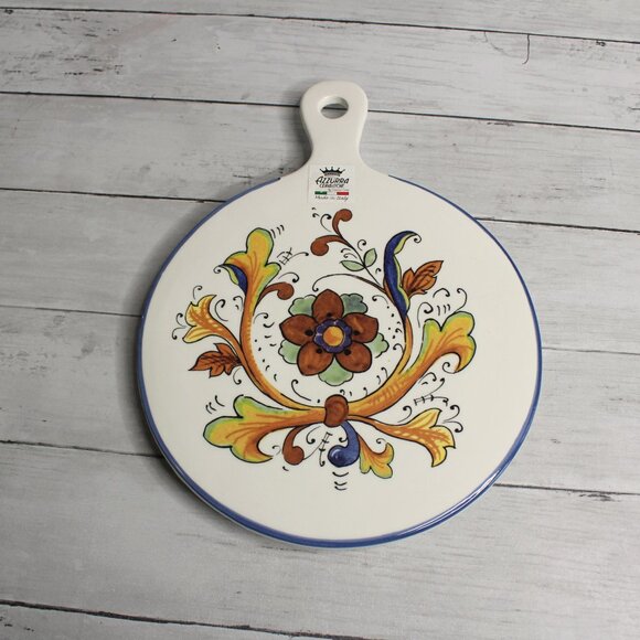 Azzurra Ceramiche Trivet Cheese Board Ceramic Made in Italy Ceramica Cuore - Picture 1 of 4